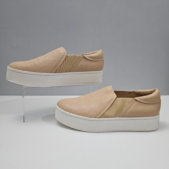 NEW Vince Warren II Sneaker Platform Slip On Loafer Perforated Tan Leather 9.5 - Picture 2 of 13